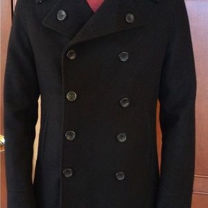 Black Mens Peacoat Jacket